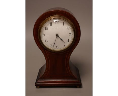 A Mappin &amp; Webb mahogany mantel clock, 26cm tall