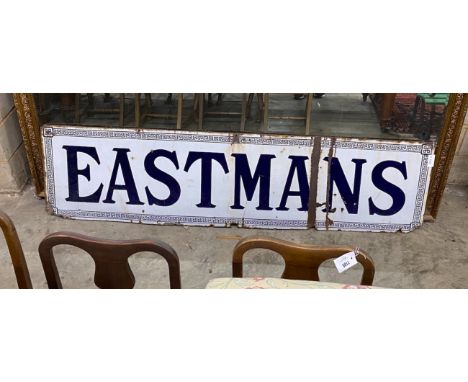 A large 'Eastmans' enamel butcher's advertising sign, length 216cm, height 56cm