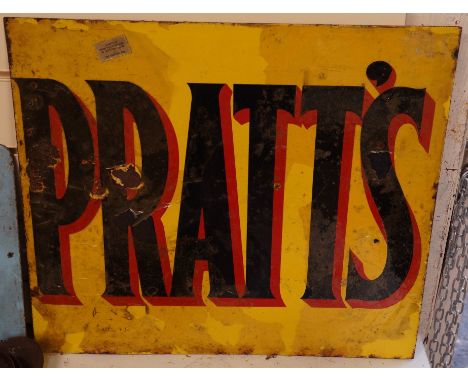 A Pratt's double sided enamel advertising sign, 46x52cm