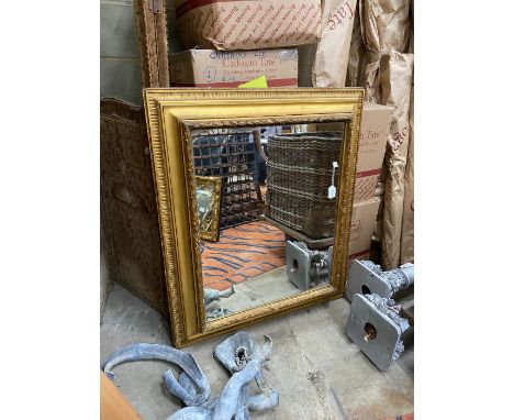 A large rectangular and giltwood and gesso wall mirror, width 95cm, height 110cm