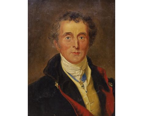 19th century English School, oil on canvas, Portrait of a gentleman, likely Arthur Wellesley, 1st Duke of Wellington,19 x 15c