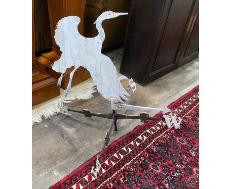 A painted iron heron weather vane, height 64cm