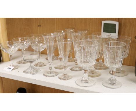 A group of ale and wine glasses including a 'lemon- squeezer' rummer (17)