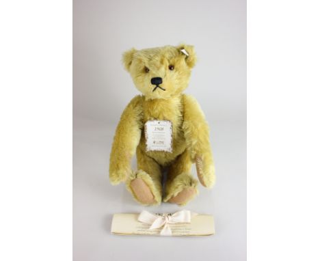 A Steiff blond mohair 1994 British Collectors' replica 1908 Growler teddy bear, limited edition 1003/3000, with certificate, 