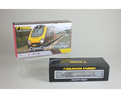A Graham Farish Bachmann N-gauge boxed model railway locomotive three-piece set, HST125 Cross Country, and a Class 220 Cross 