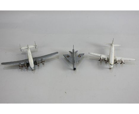 A Meccano Ltd Dinky Toys PIB Lightning aircraft, together with two French CIJ model aeroplanes, Douglas DC7 and Breguet Deux 