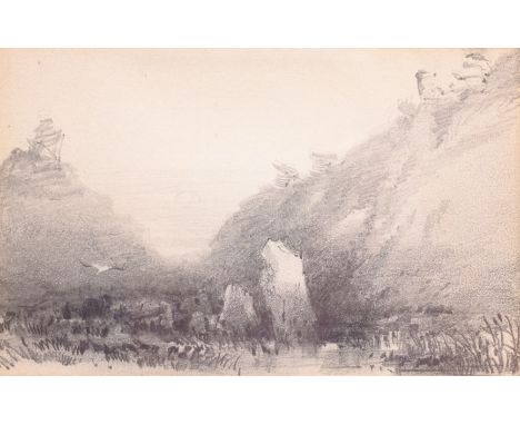 Henry Barlow Carter (British 1804-1868): 'Valley of the Rocks Lynton Twilight', pencil unsigned, titled and dated Aug 16th 18