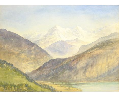 Alfred Young Nutt (British 1847-1924): 'Lake Thun Switzerland', watercolour inscribed verso 27cm x 37cmProvenance: with T B &