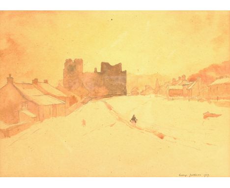 George Jackson (British 1898-1974): Castle Bolton in the Snow, watercolour signed and dated 1939, 27cm x 37cm Notes: Jackson 