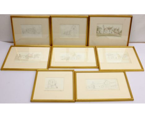 John Johnson (British 1843-1920): Architectural Studies, eight pencil and watercolour sketches variously signed, titled and d