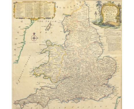 Thomas Kitchin (British 1719-1784): 'Most Accurate Map of the Roads of England and Wales with the Distances by the Mile Stone