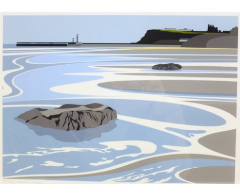 Ian Mitchell (British Contemporary): 'Whitby Piers', limited edition digital lithograph signed, titled and numbered 95/250 in