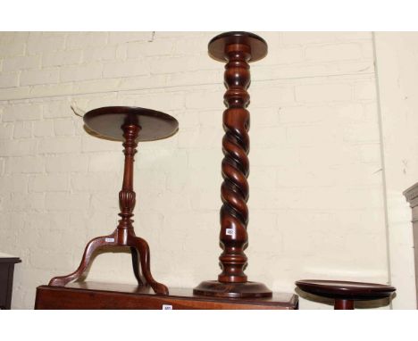 Two tripod occasional tables and twist column plant stand (3)