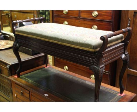 Edwardian mahogany cabriole leg duet stool