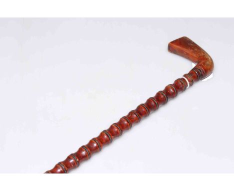 19th Century Scottish Sunday stick with turned shaft and golf club shaped handle