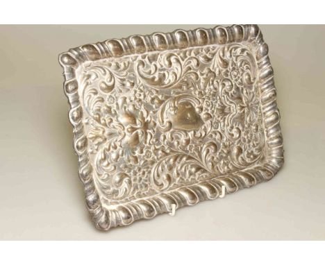 Embossed silver tray