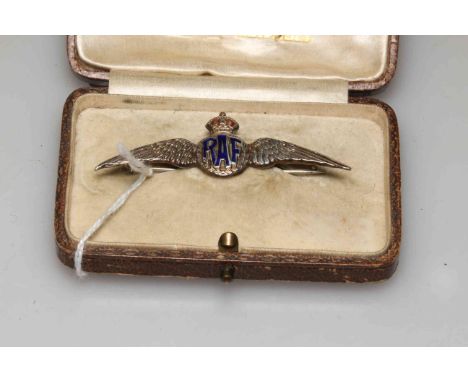 Sterling silver and enamel RAF Sweetheart brooch, boxed; and Airman's service and pay book