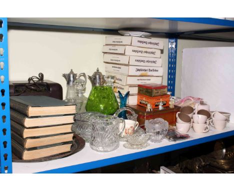 Poole coffee service, Bush radio, collectors plates, glassware, penknives, books, etc