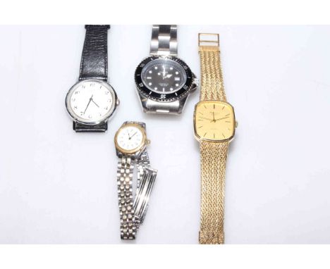 J.W. Benson yellow metal wristwatch, two Timex wristwatches and a Tissot wristwatch (4)