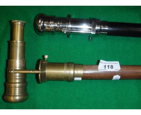 Two modern walking stick telescopes