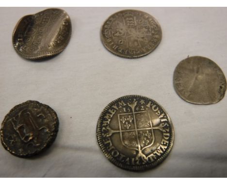 A collection of various British and World coinage, etc, to include a Queen Elizabeth I long cross penny dated 1652, a Charles