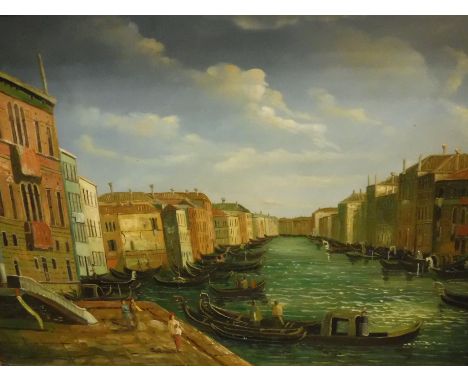 IN THE STYLE OF CANALETTO "Venetian Scenes" a pair, oil on panel, unsigned, both approx 30 cm x 40 cm