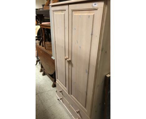 A circa 1900 walnut chest of four short over one long drawer, together with a modern pine wardrobe, a painted pine shelf unit