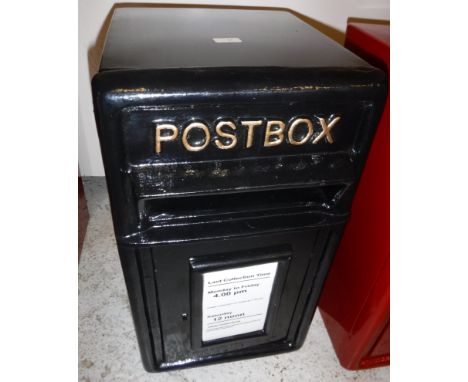 A black painted vintage style post box  Size approx. 44cm high x 24cm wide