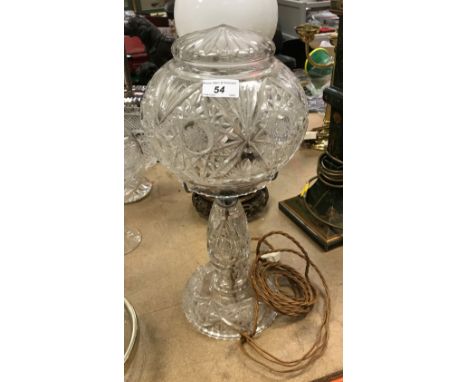 An early 20th Century cut glass lamp 46cm tall