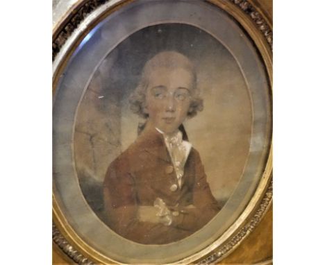 18TH CENTURY ENGLISH SCHOOL "Philip Lyne (Born 1762 Died 1840 Aged 78", study of gentleman in red coat, watercolour heightene