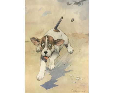 A 1950s photo of a fox at the Bicester Hunt, a print entitled "A Bolt from the Blue", together with two 19th Century photogra