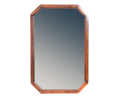 Oak framed wall mirror, rectangular plate with canted corners, bevelled glass, 79.5x51.5cm.Condition report:The frame is a li