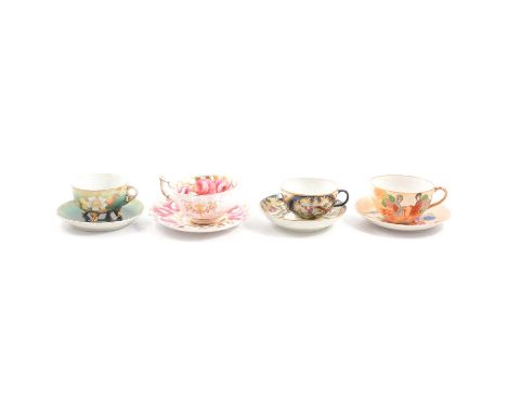 Seven various cups and saucers, including Spode Copeland Cabbage Roses cup and saucer, and other English, Continental, and As