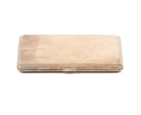 Silver cigarette case, Cohen &amp; Charles, London 1934, rectangular with engine turned decoration, 11.5x8.5cm, 6oz.