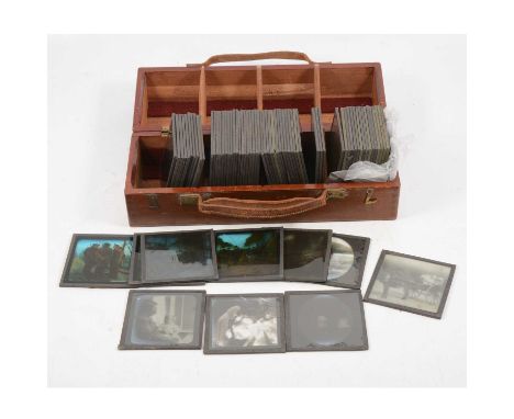 A collection of glass lantern shades in box, World War One related.