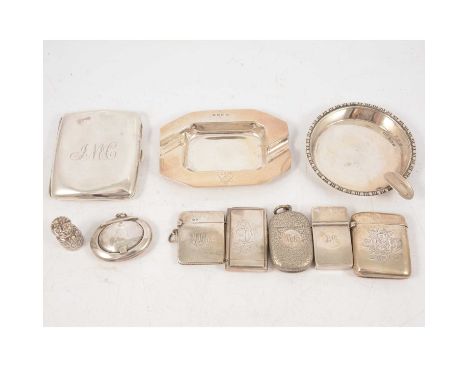 A silver cigarette case, Barrett &amp; Thompson, Birmingham 1917, plain polished finish, engraved initials to front, presenta
