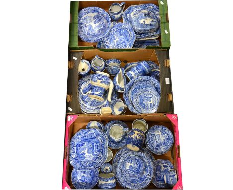 A large quantity of Spode "Italian" blue and white transfer printed wares.Qty: 3 boxesCondition report:These range in conditi