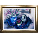 * MARION DRUMMOND PAI (SCOTTISH b. 1958), STILL LIFE WITH FLOWERS AND PHOTO FRAME