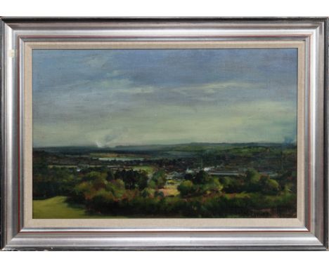 oil on board, signed, titled label verso framed  image size 44cm x 68cm, overall size 59cm x 83cm Note: Joe McIntyre was born