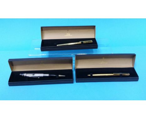 Various pens including Parker, Dunhill and a Ronson pencil/lighter