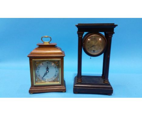 Reproduction mahogany mantle clock and 1 other