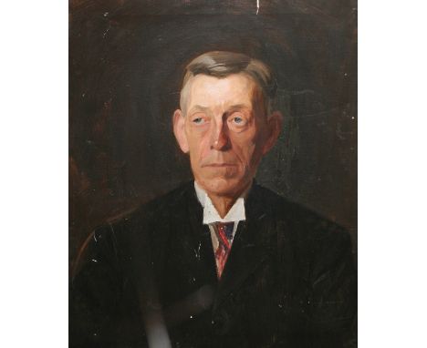 INDISTINCTLY SIGNED, TOP LEFT, OIL ON CANVAS, Head and Shoulders Portrait of a Gent, 22" x 17": together with ATTRIBUTED TO F
