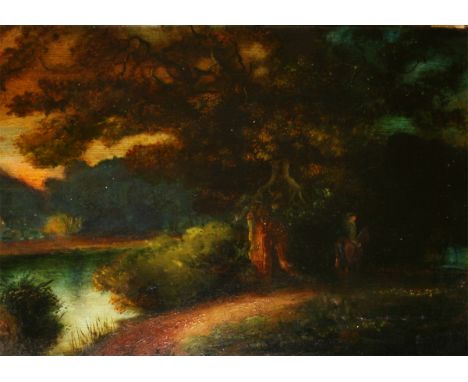 FOLLOWER OF JOHN CONSTABLE, OIL ON PANEL, Figures in Landscape, 9" x 11"; together with one further Oil by a different artist