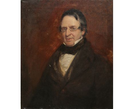 MID 19TH CENTURY ENGLISH SCHOOL, OIL ON CANVAS, Head and Shoulders Portrait Of A Gent, 30" x 25", unframed 