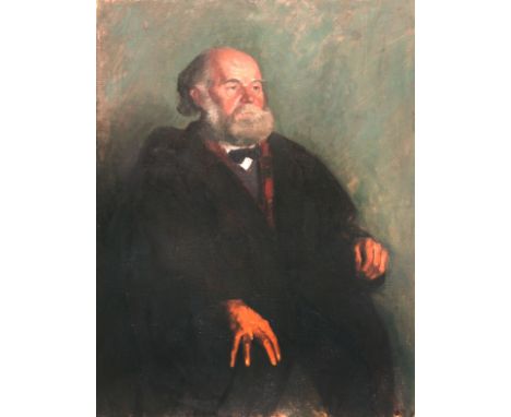 ATTRIBUTED TO HUGH GOLDWIN RIVIERE, OIL ON CANVAS, "Portrait of a Bearded Gent", 36" x 28"  