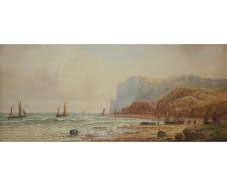R T WILDING, SIGNED AND DATED '05 WATERCOLOUR, "Coastal Scene", 7" x 17 " 