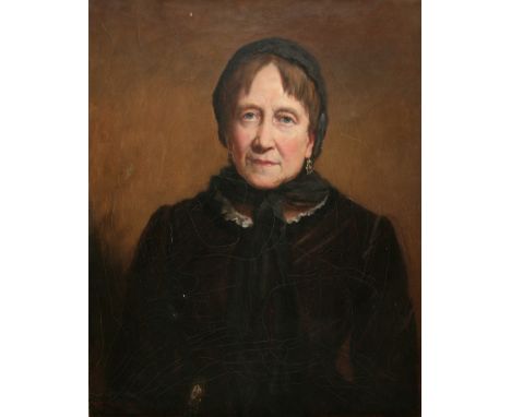 JOHN THOMAS PEELE, SIGNED, AND DATED 1884, OIL ON CANVAS, INSCRIBED VERSO "Portrait of Mrs McDougall Gregory" 27" x 22" UNFRA