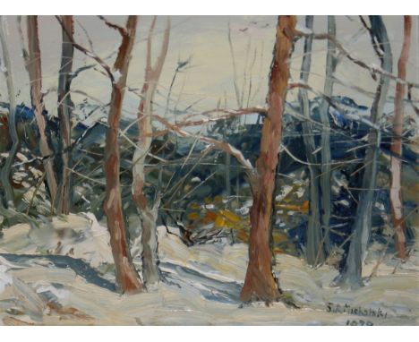 S R MICHALSKI, OIL ON BOARD, SIGNED AND DATED 1979, "Winter, 1978/9". 9 1/2" x 11", S R MICHALSKI, SIGNED AND DATED 1983, OIL