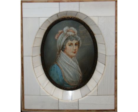 INDISTINCTLY SIGNED, PAIR OF 20TH CENTURY PORTRAIT MINIATURES, Head and Shoulders Portraits of Ladies, 3 1/4" x 2 1/2" (2)