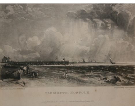 AFTER J CONSTABLE, ENGRAVED BY D LUCAS, BLACK AND WHITE MEZZOTINT (PUBLISHED BY MR CONSTABLE 1832) "Yarmouth, Norfolk" 5 1/2"